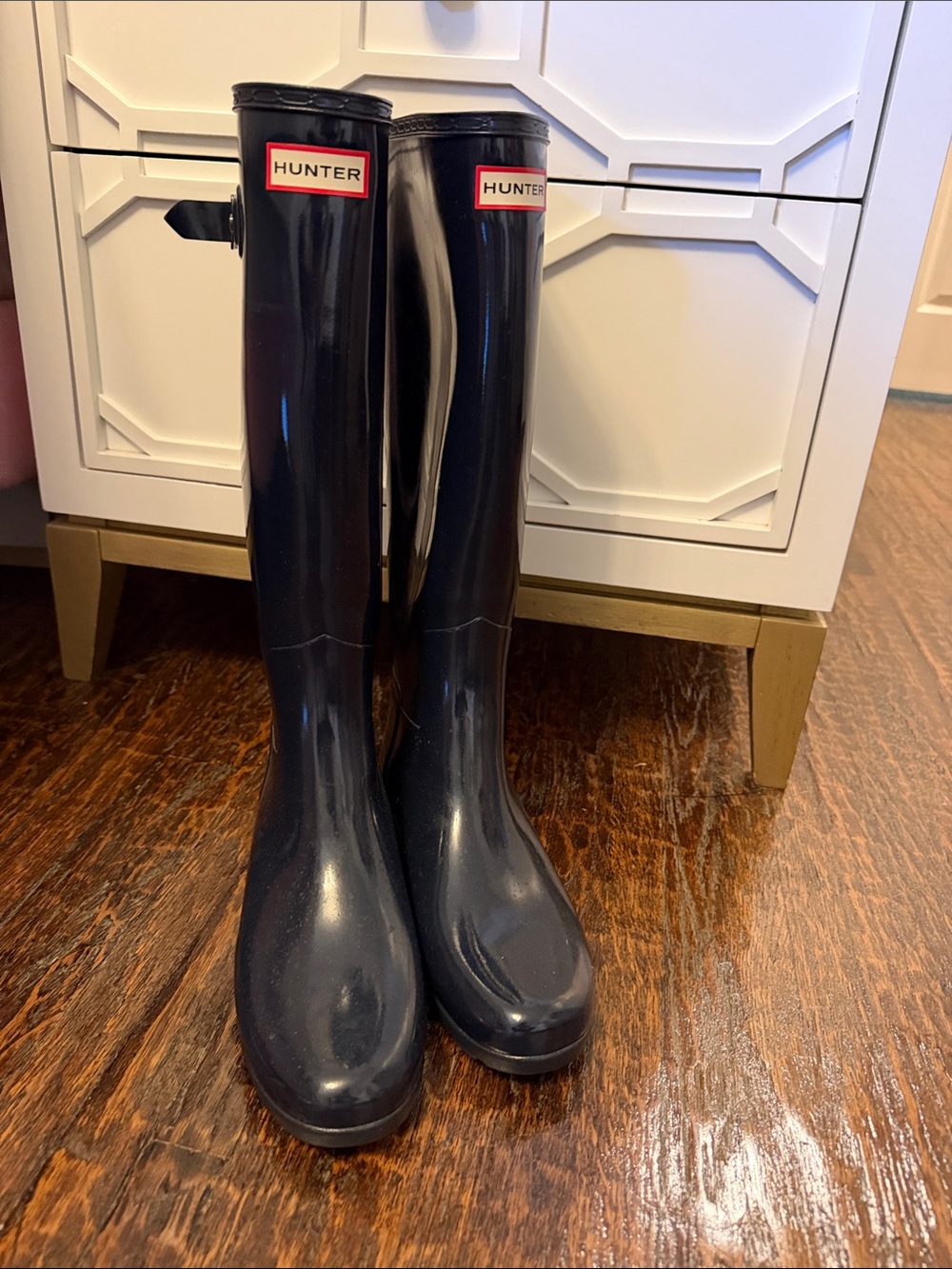 Hunter Tall Gloss Rain Boots in Navy